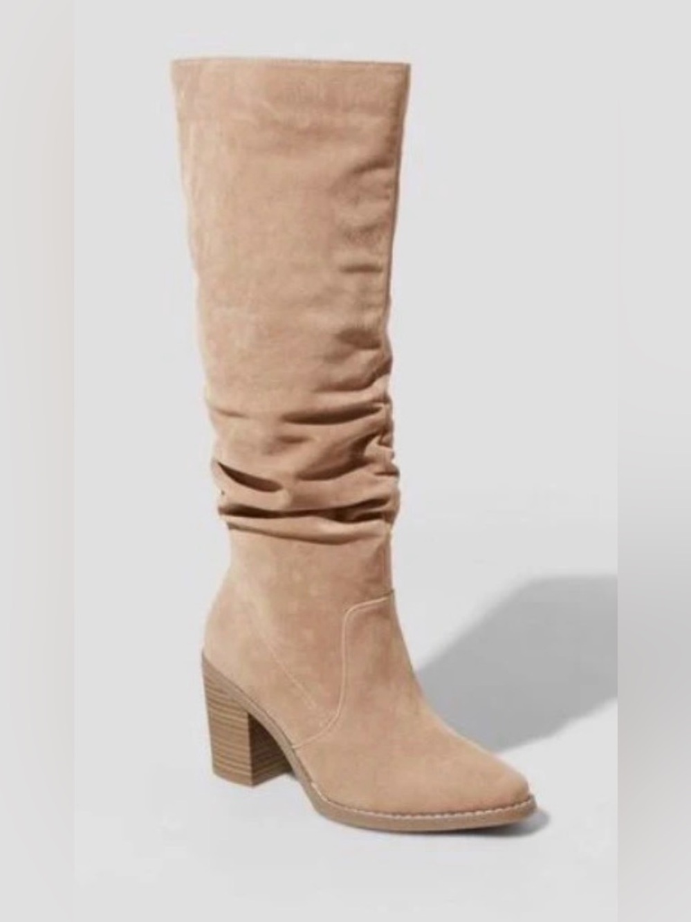 Tall Slouchy Taupe Suede Over-the-Knee Boots